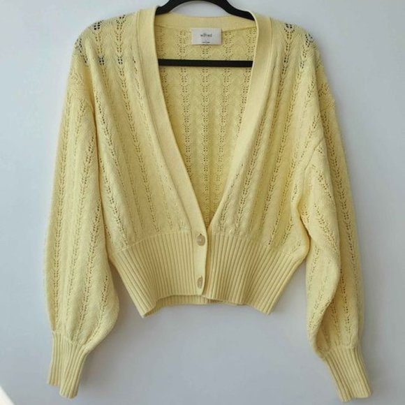 Wilfred Sweaters - Aritzia Wilfred Thais Yellow Cardigan Large EUC